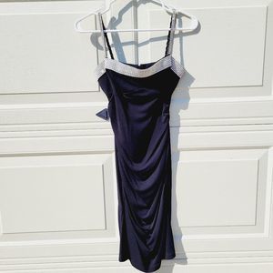 ABS Evening by Allen Schwartz Black Crystal Strap dress. NWT 
Size Small